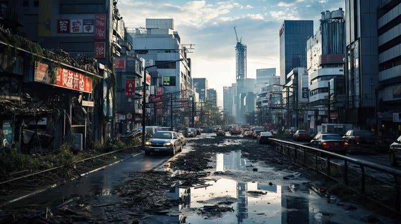 終末後の瓦礫の山を越えての写真