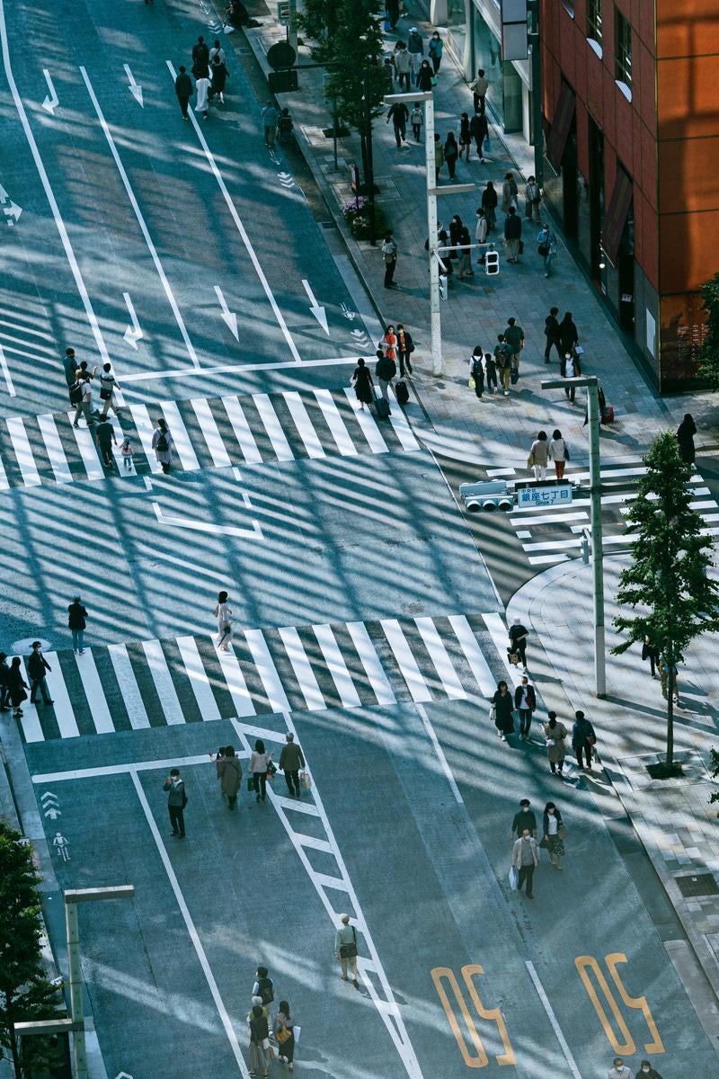 俯瞰で見る歩行者天国の写真