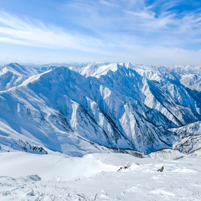 白い山々が続く谷川主脈の景色の写真