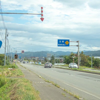 29.2kmもある日本一長い直線道路（国道12号線）の写真