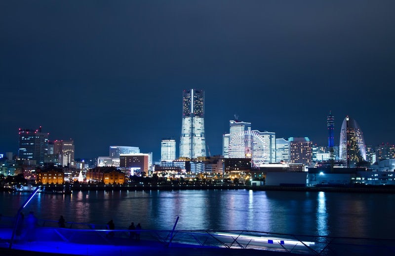 大桟橋からみなとみらいの夜景の写真