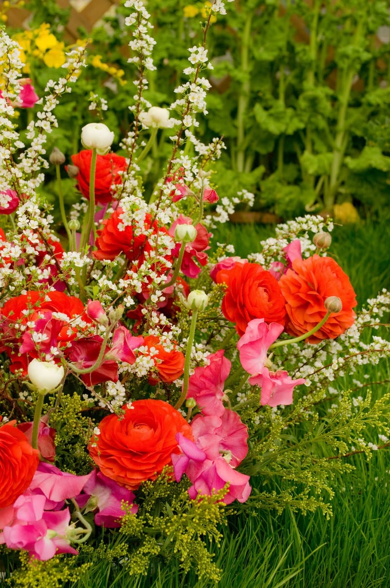 春の花のアレンジメントの写真