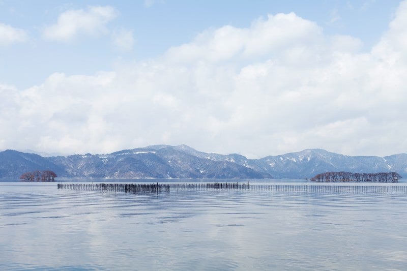 湖北町から見た琵琶湖の景色の写真