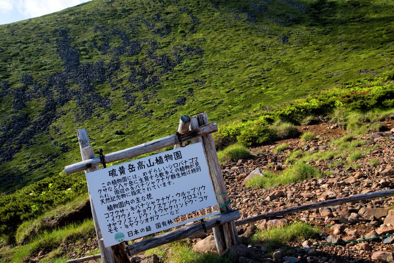 硫黄岳高山植物園の看板の写真