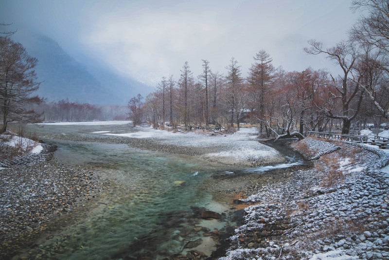 上高地の雪景色の写真