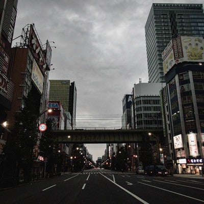 高架橋の下を進む秋葉原の車道の写真