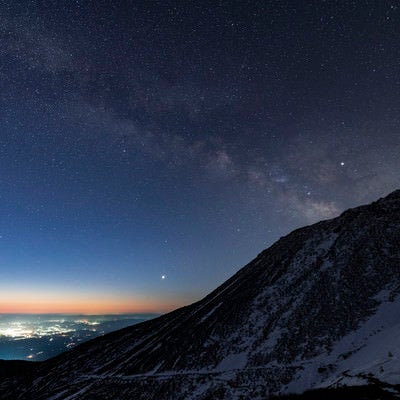 那須茶臼岳と天の川（那須岳）の写真