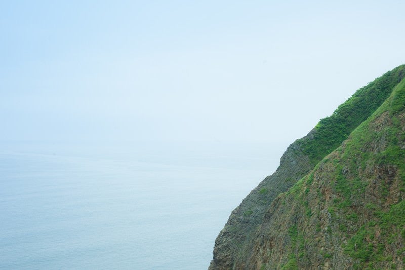 緑の島と海の写真