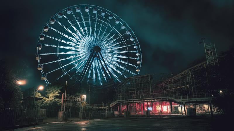 閉ざされた遊園地の写真