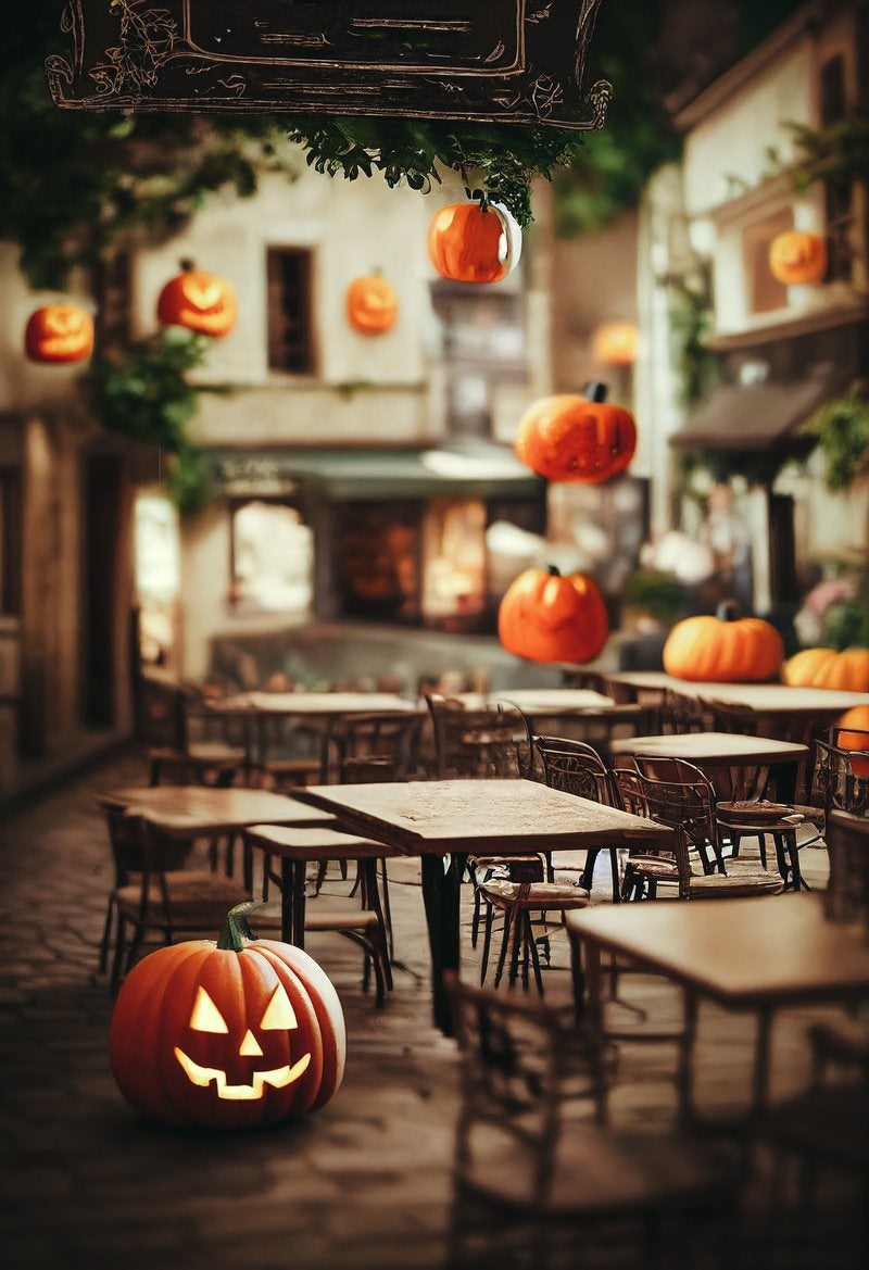 ハロウィンイベントの喫茶店の写真