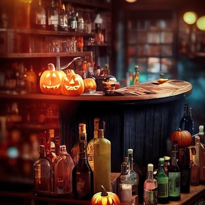 ハロウィン中のカフェバーの写真