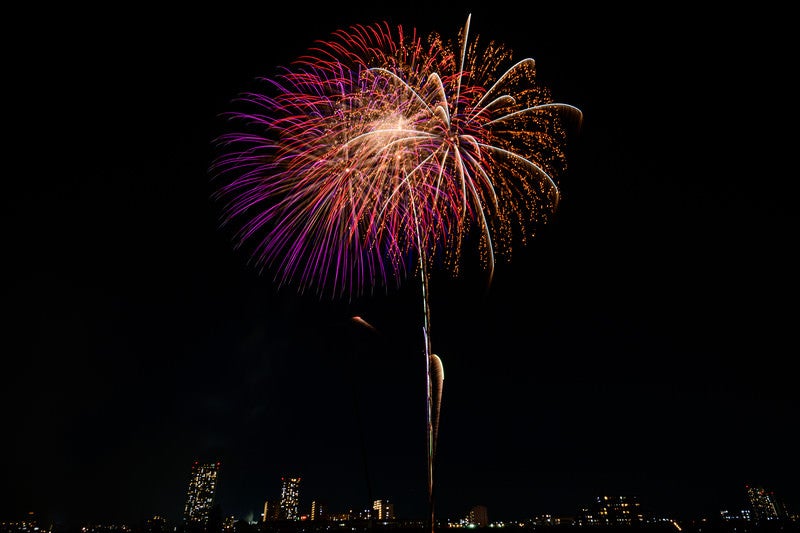 夜空に打ち上がる花火の写真