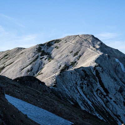 夕焼けに染まる白馬鑓ヶ岳の写真