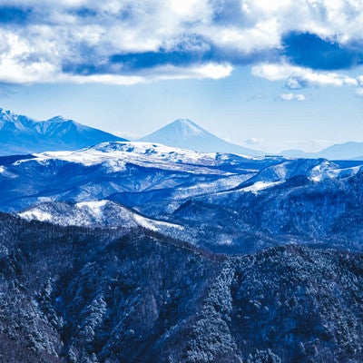 美ヶ原から望む富士山の写真