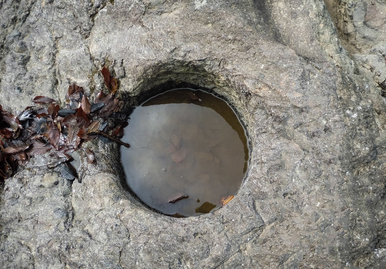 「天然記念物の甌穴群（おうけつぐん）の甌穴（小）」の写真