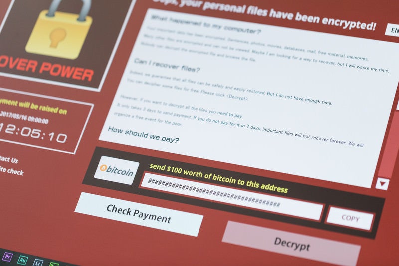 暗号化型のランサムウェアの写真