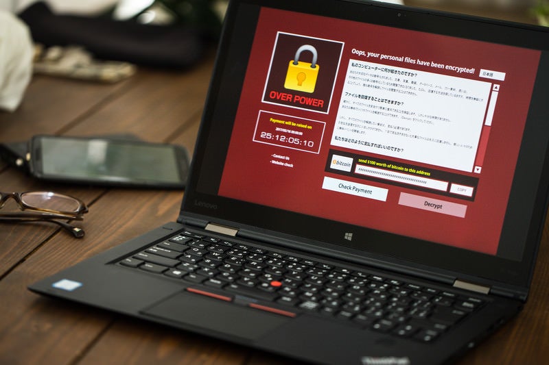 重要なデータの入ったノートパソコンがランサムウェアに感染の写真