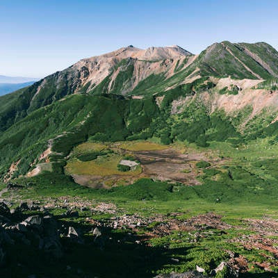 継子岳から見る御嶽山全景の写真