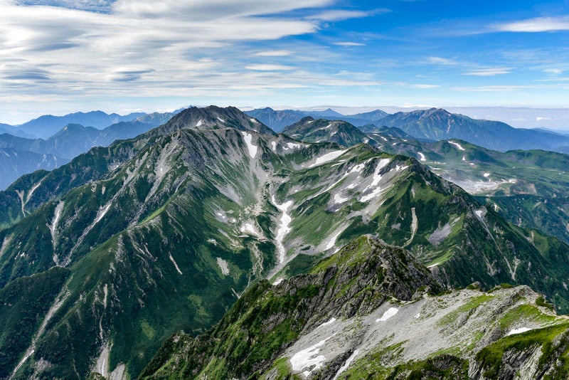 別山から立山雄山へと続く稜線を見る（剱岳）の写真