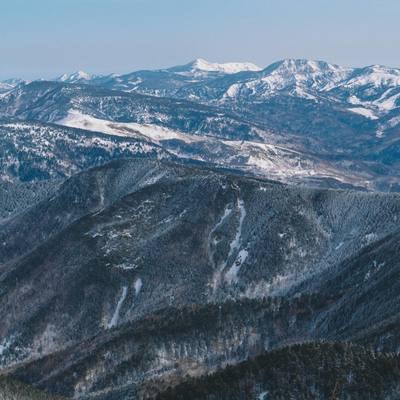 四阿山山頂から見る志賀高原方面の写真