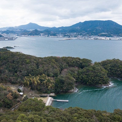 崎野自然公園の上空から時津港の様子の写真