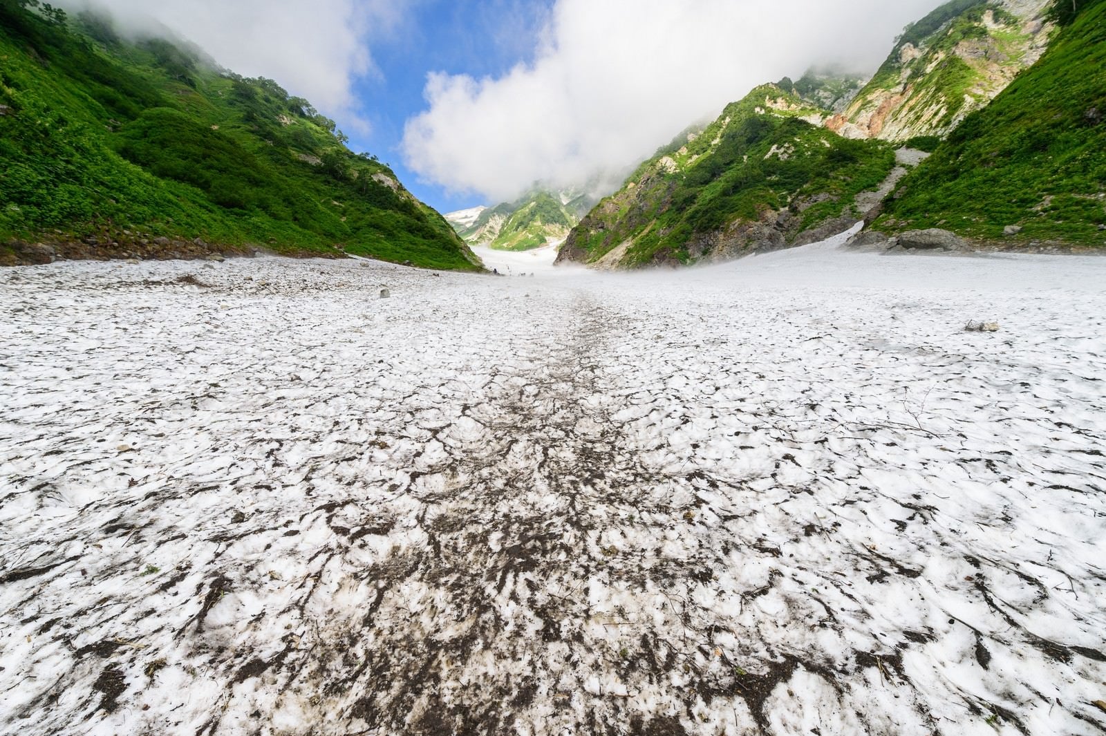 「遥かに続く白馬大雪渓（白馬岳）」の写真