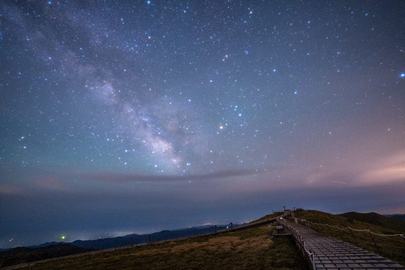 剣山の山頂から撮影した天の川の写真