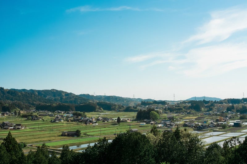 農村景観の春（岐阜県恵那市岩村町富田地区）の写真