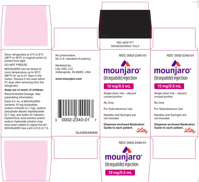 PACKAGE LABEL - Mounjaro 10 mg/0.5 mL, Single-dose Vial
