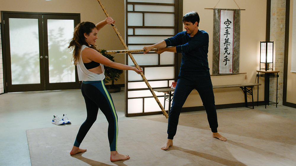 COBRA KAI (L to R) MARY MOUSER as SAMANTHA LARUSSO and RALPH MACCHIO as DANIEL LARUSSO  of COBRA KAI Cr. COURTESY OF NETFLIX © 2020