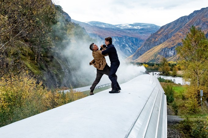 Esai Morales and Tom Cruise in Mission: Impossible Dead Reckoning Part One from Paramount Pictures and Skydance.