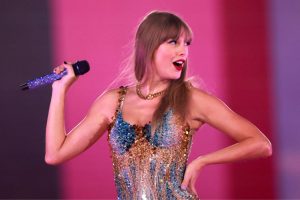 US singer-songwriter Taylor Swift performs during her Eras Tour at Sofi stadium in Inglewood, California, August 7, 2023. (Photo by Michael Tran / AFP) / RESTRICTED TO EDITORIAL USE (Photo by MICHAEL TRAN/AFP via Getty Images)