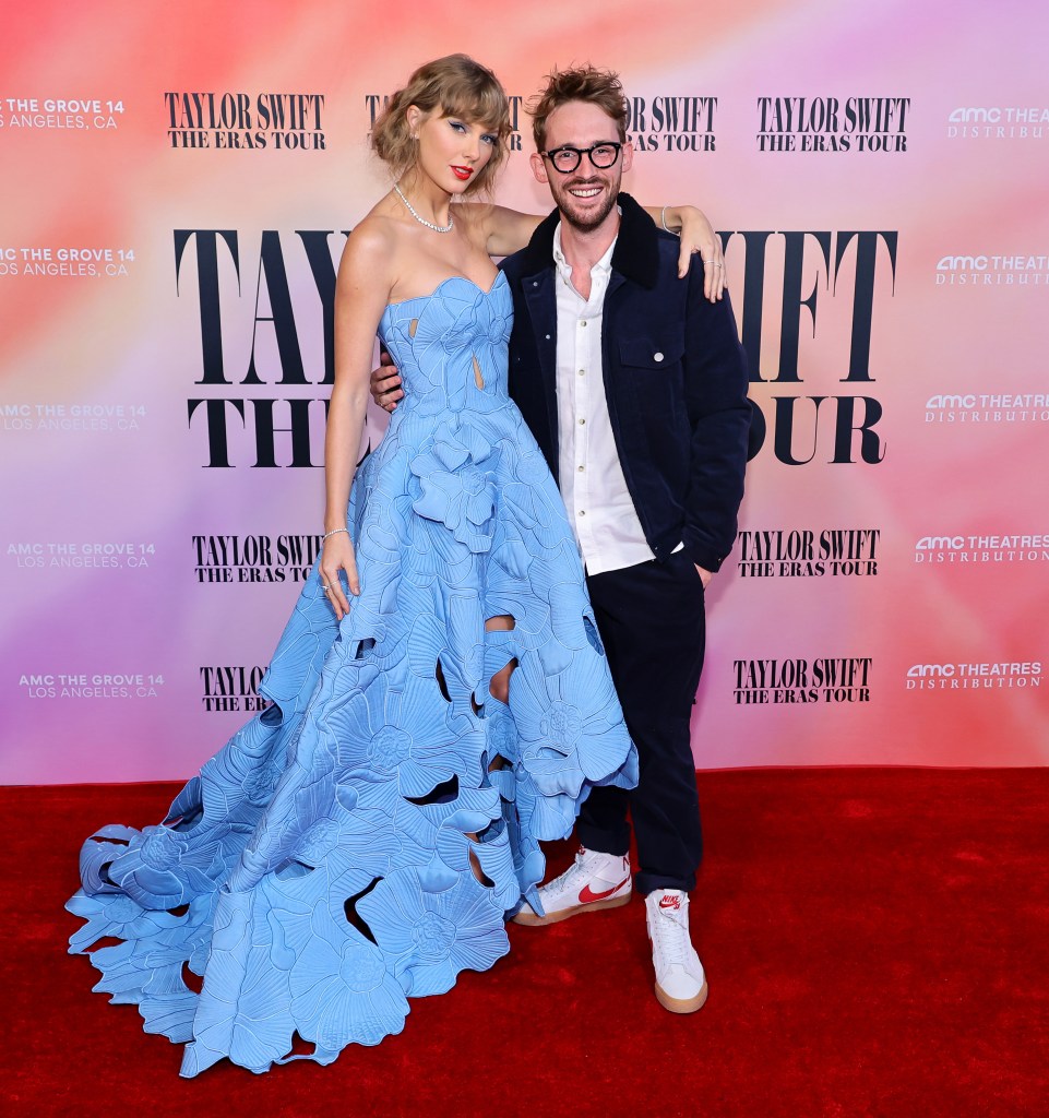 LOS ANGELES, CALIFORNIA - OCTOBER 11: (L-R) Taylor Swift and Sam Wrench attend the "Taylor Swift: The Eras Tour" Concert Movie World Premiere at AMC The Grove 14 on October 11, 2023 in Los Angeles, California. (Photo by Matt Winkelmeyer/Getty Images)