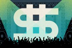 Illustration of a dollar sign on a concert stage