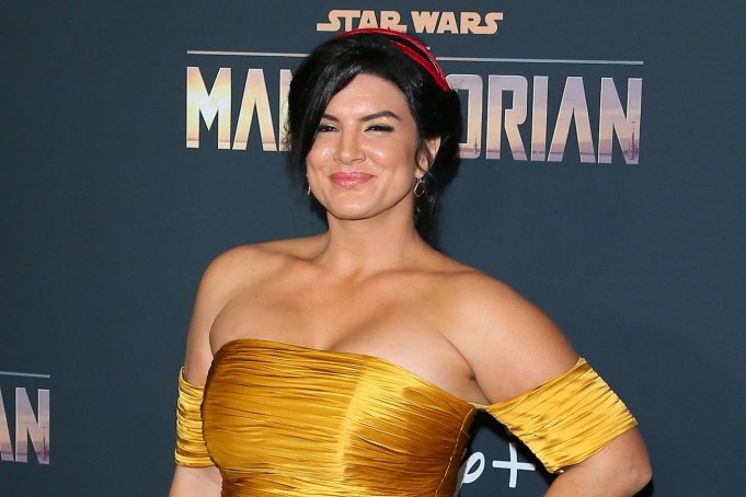 LOS ANGELES, CALIFORNIA - NOVEMBER 13: Gina Carano attends the premiere of Disney+'s "The Mandalorian" at the El Capitan Theatre on November 13, 2019 in Los Angeles, California. (Photo by Jean Baptiste Lacroix/Getty Images)