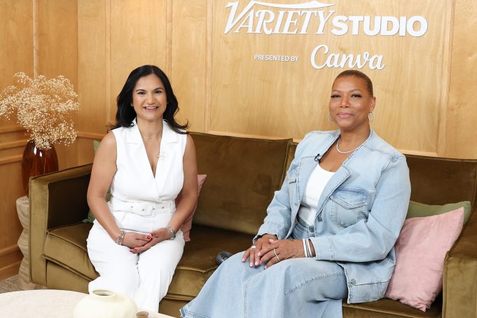 Tejal Vishalpura and Queen Latifah at the Variety Cannes Lion Studio presented by Canva as part of Cannes Lion held on June 18, 2024 in Cannes, France.