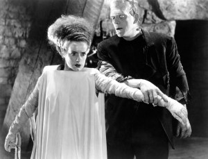 BRIDE OF FRANKENSTEIN, from left, Elsa Lanchester, Boris Karloff, 1935