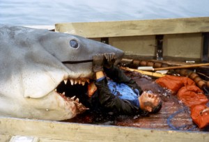 British actor Robert Shaw on the set of Jaws, directed by Steven Spielberg. (Photo by Sunset Boulevard/Corbis via Getty Images)