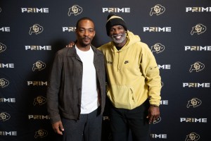 BOULDER, COLORADO - NOVEMBER 04: Anthony Mackie and Deion Sanders attend a Elevation Special Screening for Colorado Buffaloes at University of Colorado on November 04, 2024 in Boulder, Colorado.  (Photo by Tom Cooper/Getty Images for Vertical)