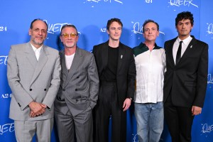 Luca Guadagnino, Daniel Craig, Drew Starkey, Drew Droege, Omar Apollo at the Los Angeles premiere of “Queer” at the DGA Theater on November 13, 2024 in Los Angeles, California.