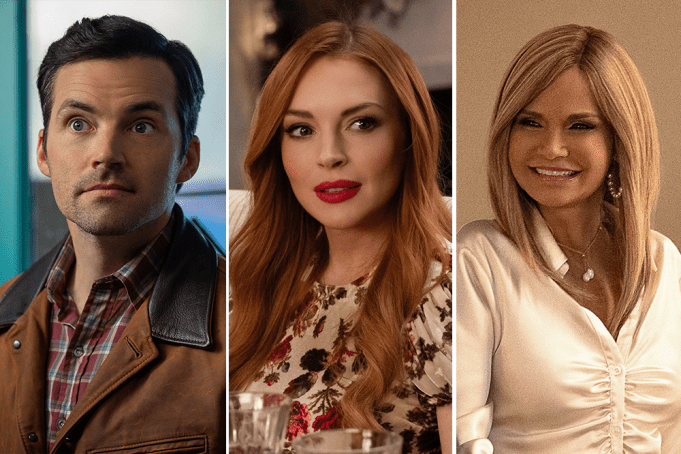 Ian Harding, Lindsay Lohan and Kristin Chenoweth in "Our Little Secret"