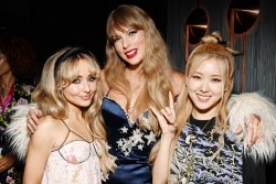 NEW YORK, NEW YORK - AUGUST 28: (L-R) Sabrina Carpenter, Taylor Swift and Rosé attend the 2022 Republic Records VMA Afterparty at The Fleur Room on August 28, 2022 in New York City. (Photo by Slaven Vlasic/Getty Images for Republic Records)