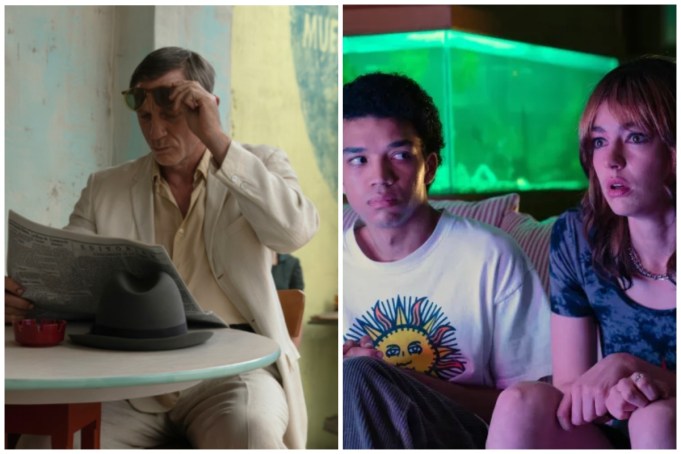 From left to right: stills from the movies "Queer" and "I Saw the TV Glow," both of which received zero Oscar nominations this year.