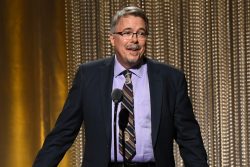 BEVERLY HILLS, CALIFORNIA - FEBRUARY 15: Vince Gilligan accepts the Paddy Chayefsky TV Laurel Award onstage during the 2025 Writers Guild Awards Los Angeles Ceremony at The Beverly Hilton on February 15, 2025 in Beverly Hills, California.  (Photo by Alberto E. Rodriguez/Getty Images for Writers Guild of America West)