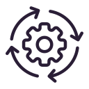 line drawing of a gear moving clockwise for Operational Efficiency