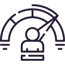 line drawing of a speedometer and a man for Operational Efficiency