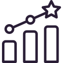 line drawing of a graph with a star at the top for Operational Efficiency