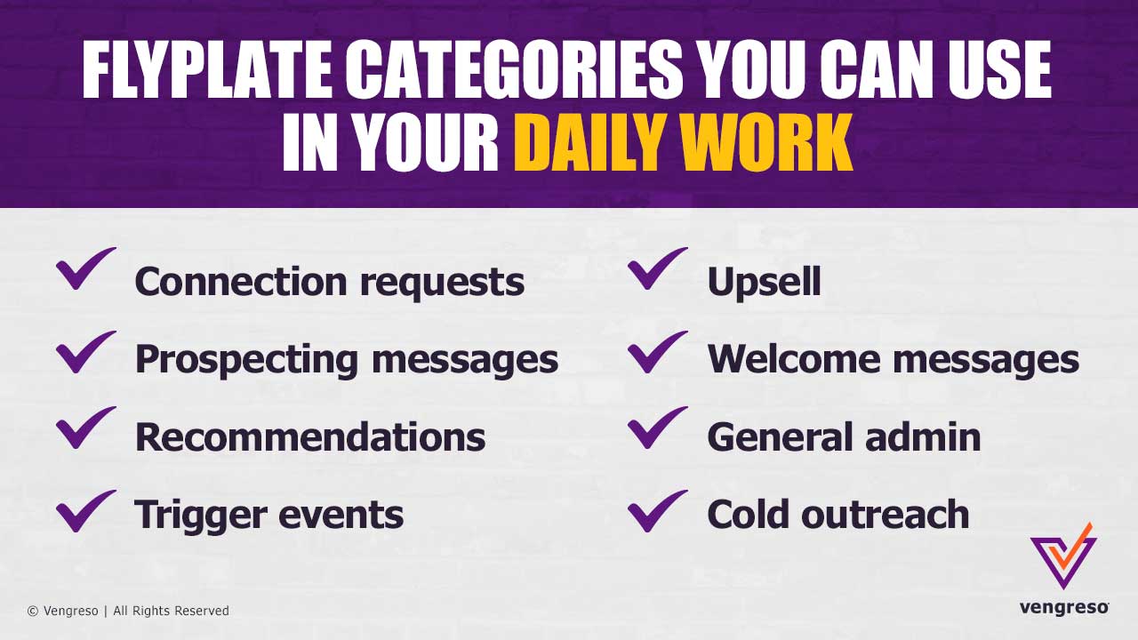 FlyPlates Categories you can use for Operational Efficiency