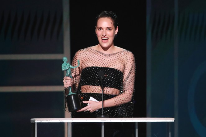 "Fleabag" star Phoebe Waller-Bridge accepts her 2020 SAG Award Sunday night.