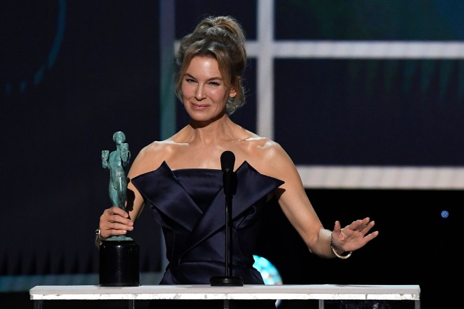 "Judy" star Renée Zellweger accepts the SAG Award for Outstanding Performance by a Female Actor in a Leading Role.